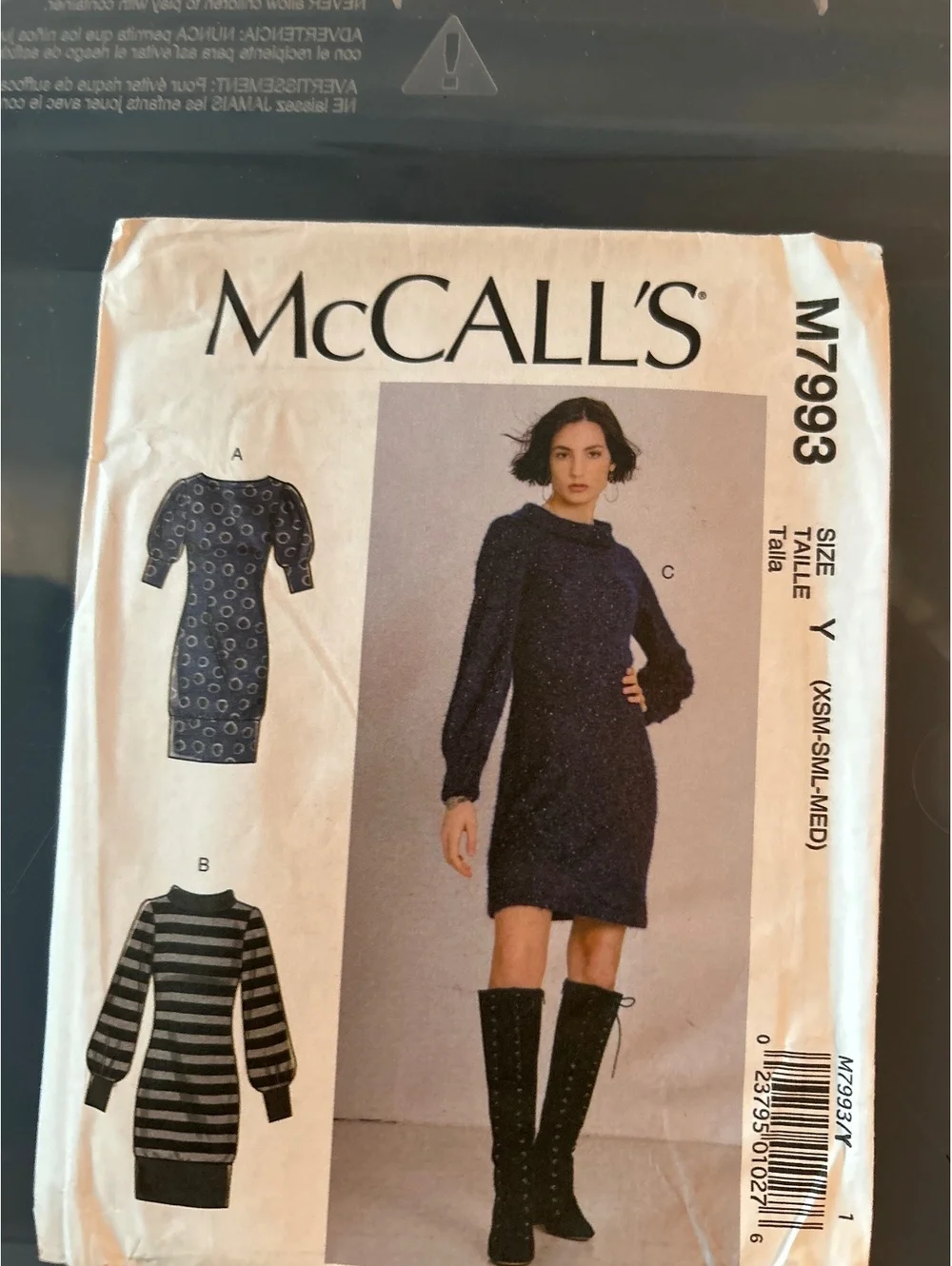 McCALL'S M7993 Size Y (XS-S-M-MED) Women's Dress Sewing Pattern